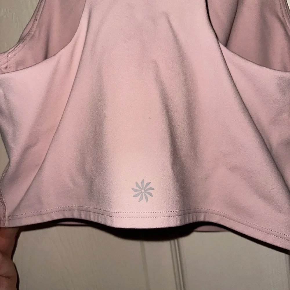 Athleta Pink high neck Crop top Sports Bra XS athletic gym athleisure